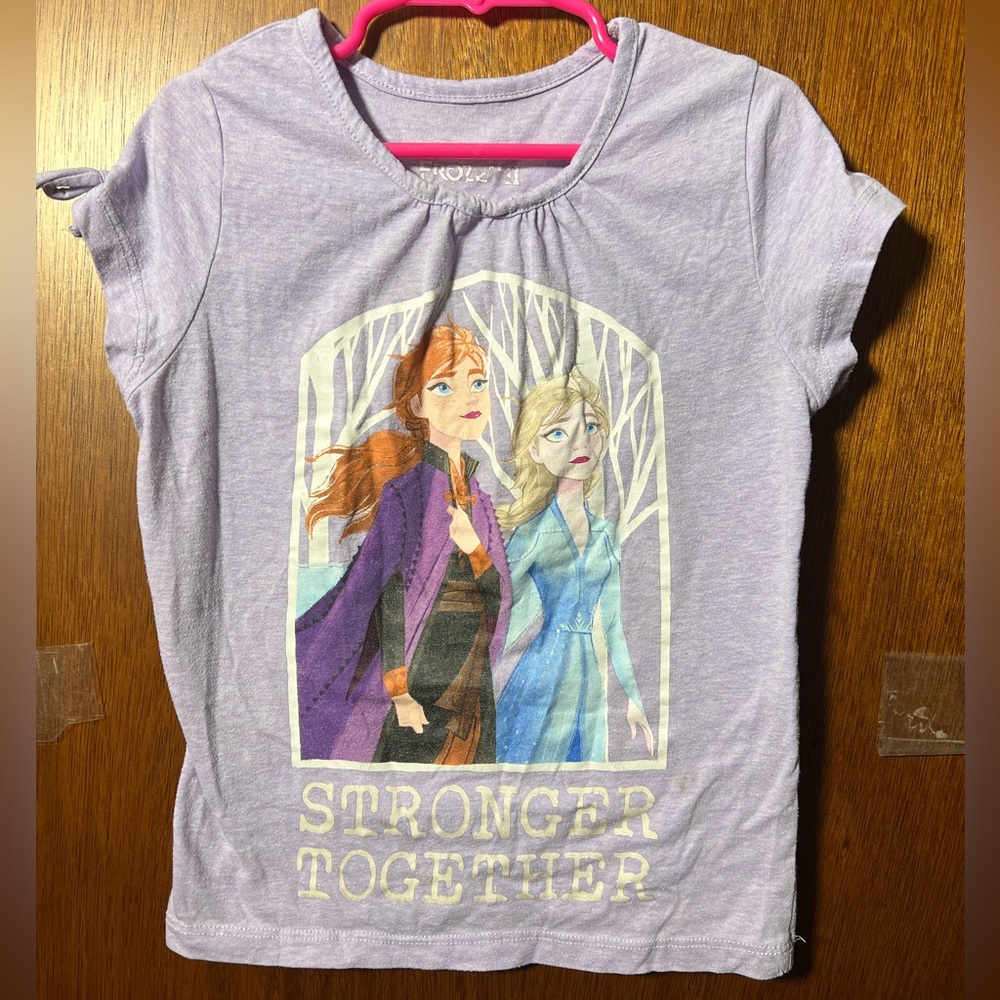 Disney Frozen size 5 purple Elsa and Anna graphic tee